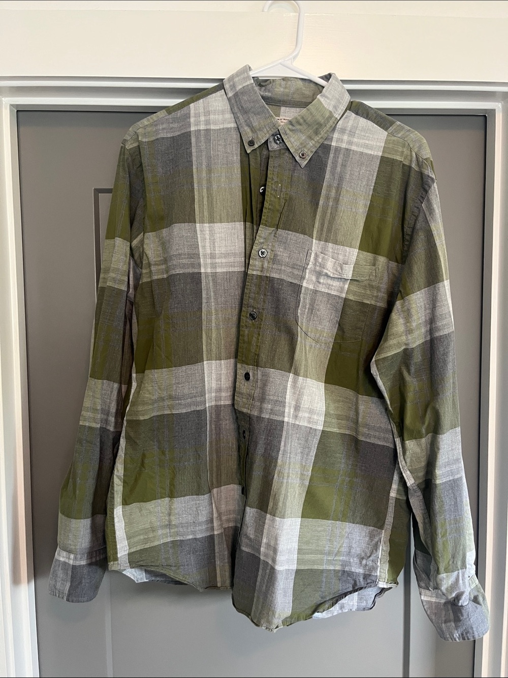 J. Crew Men's Olive & Gray Plaid Button-Down Shirt
